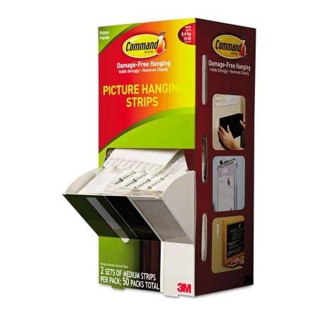 3M Command Picture Hanging Strips, 5/8" x 2 3/4", White, 50/Carton 17201CABPK